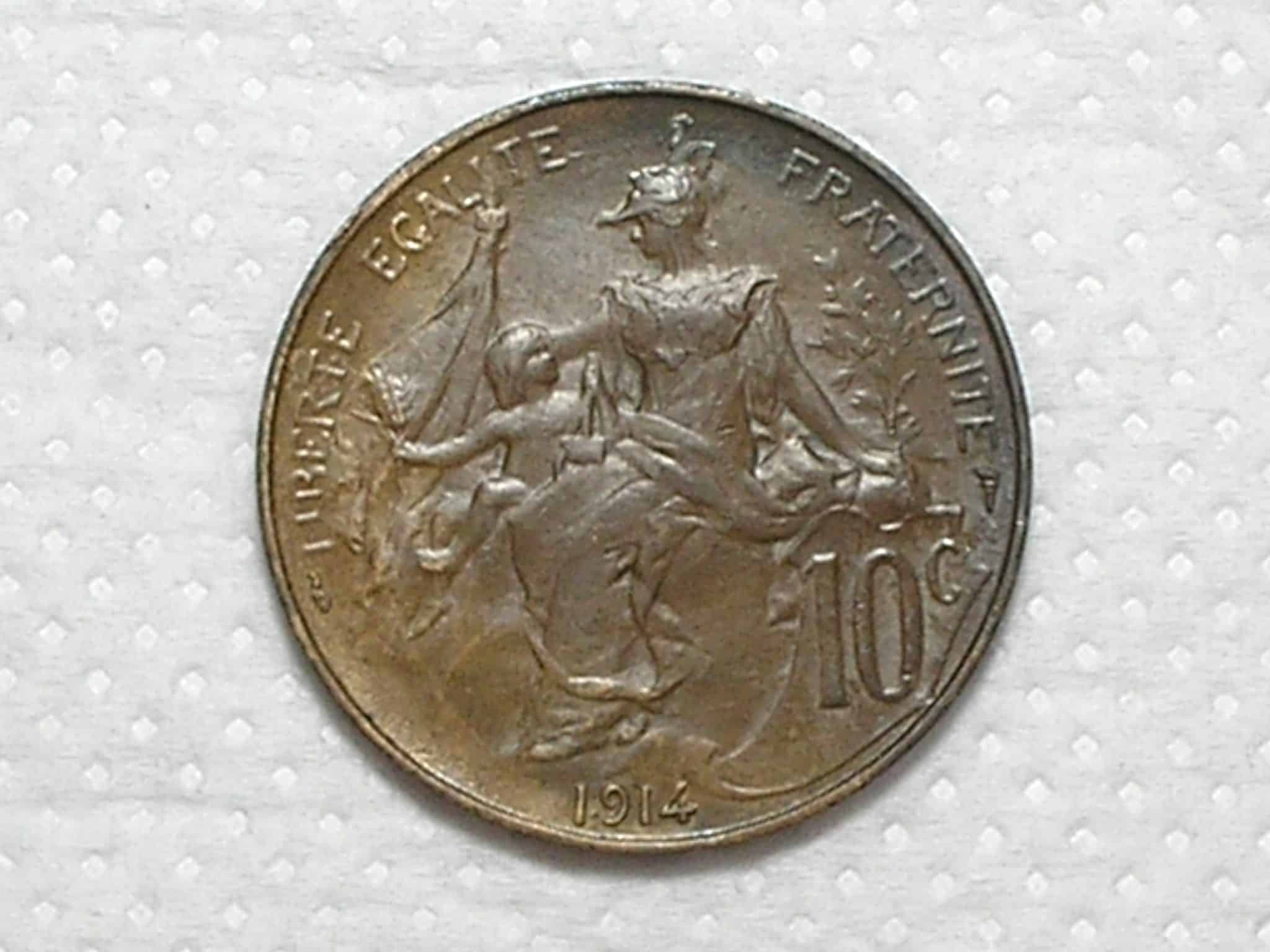 França) 10 Centimes - 1914 / Paris Mint / 31mm / Soberba / Bronze / box34