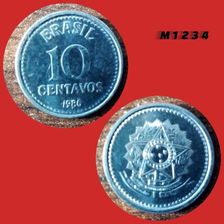Moeda 10 centavos - Aço Inox - 2g - 17mm - 1986 - M1234