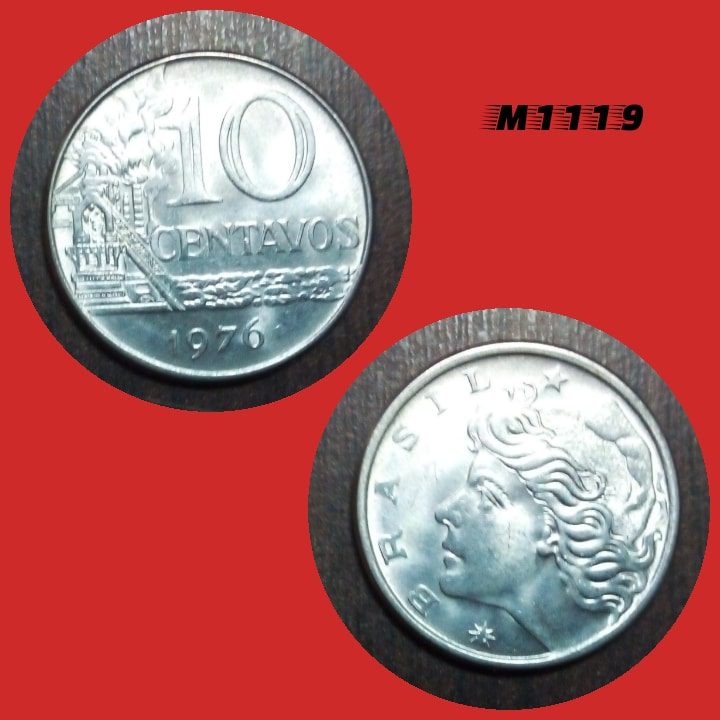 Moeda 10 centavos - Aço Inox - 4,2g - 23mm - 1976 - M1119