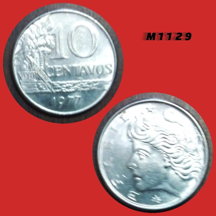 Moeda 10 centavos - Aço Inox - 4,2g - 23mm - 1977 - M1129