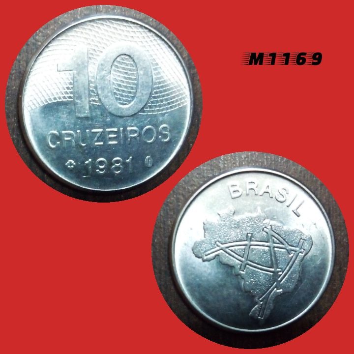 Moeda 10 cruzeiros - Aço Inox - 5,3g - 24mm - 1981 - M1169