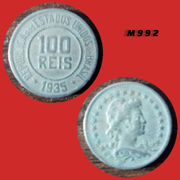 Moeda 100 Réis - CuproNíquel - 5g - 21mm - 1935 - M992