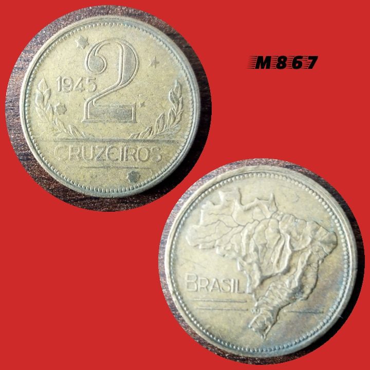 Moeda 2 cruzeiros - Bronze-Alumínio - 8g - 25mm - 1945 - M867