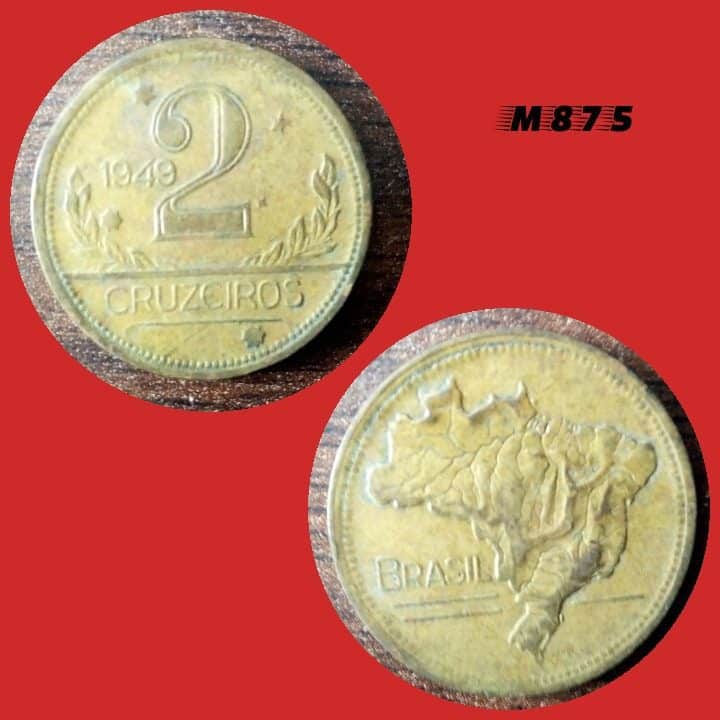 Moeda 2 cruzeiros - Bronze-Alumínio - 8g - 25mm - 1949 - M875
