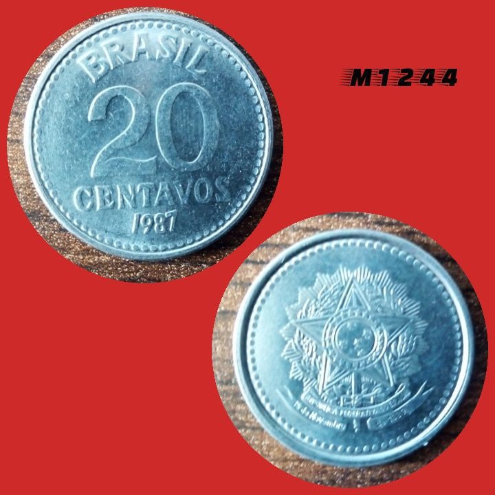 Moeda 20 centavos - Aço Inox - 2,5g - 19mm - 1987 - M1244