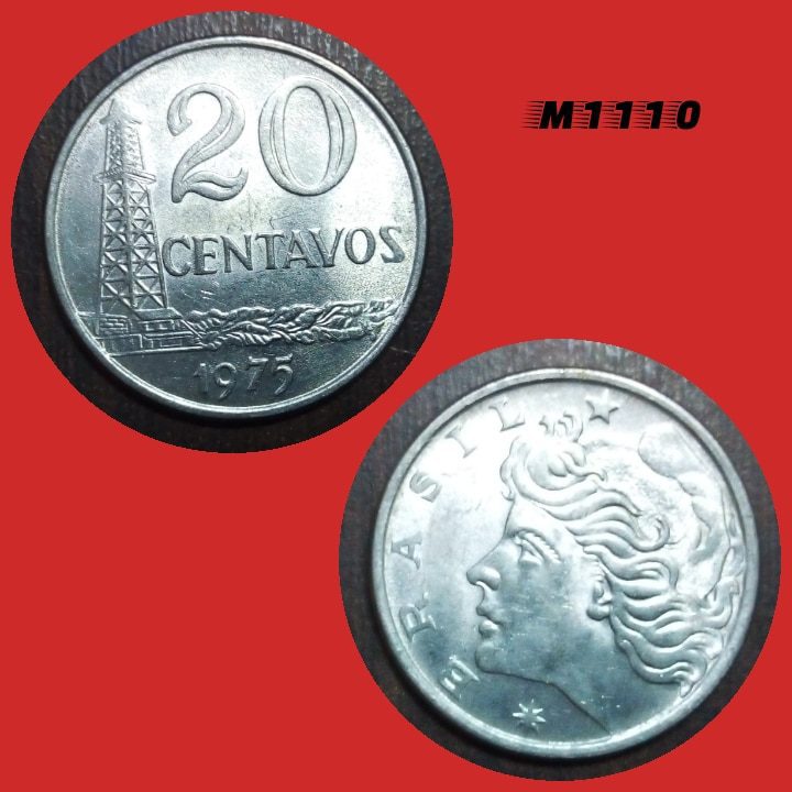 Moeda 20 centavos Aço Inox - 5,7g - 25mm - 1975 - M1110