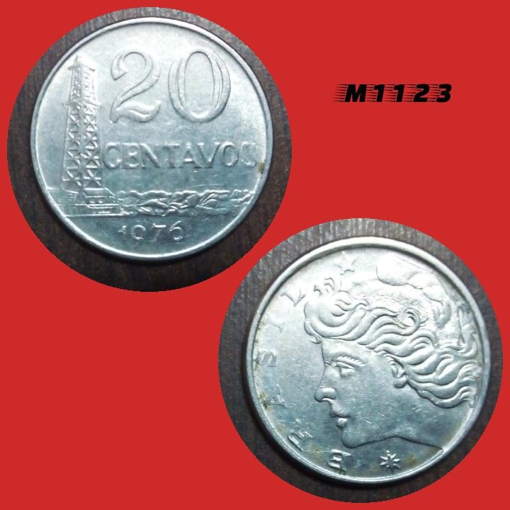 Moeda 20 centavos Aço Inox - 5,7g - 25mm - 1976 - M1123