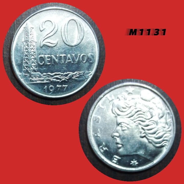 Moeda 20 centavos Aço Inox - 5,7g - 25mm - 1977 - M1131