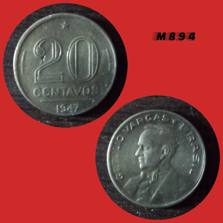 Moeda 20 centavos - Bronze-Alumínio - 4g - 19mm - 1947 - M894