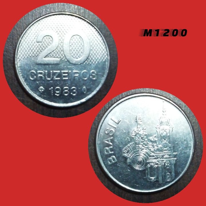 Moeda 20 cruzeiros - Aço Inox - 6,3g - 26mm - 1983 - M1200