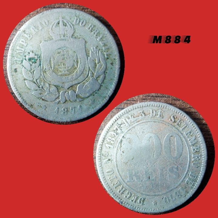 Moeda 200 Réis - CuproNíquel - 15g - 32mm - 1871 - M884