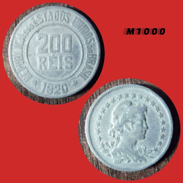 Moeda 200 Réis - CuproNíquel - 8g - 25mm - 1920 - M1000