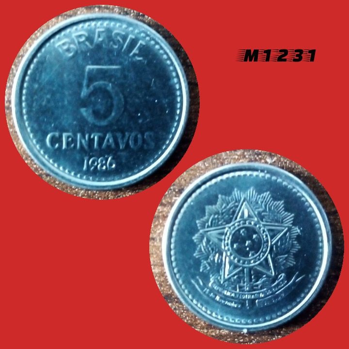 Moeda 5 centavos - Aço Inox - 1,8g - 16mm - 1986 - M1231