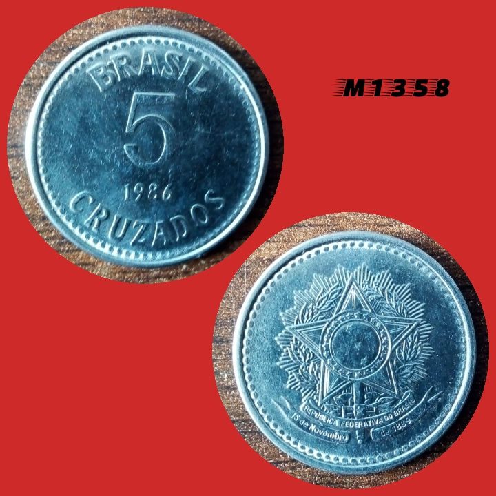 Moeda 5 Cruzados - Aço Inox - 5,2g - 25mm - 1986 - M1358