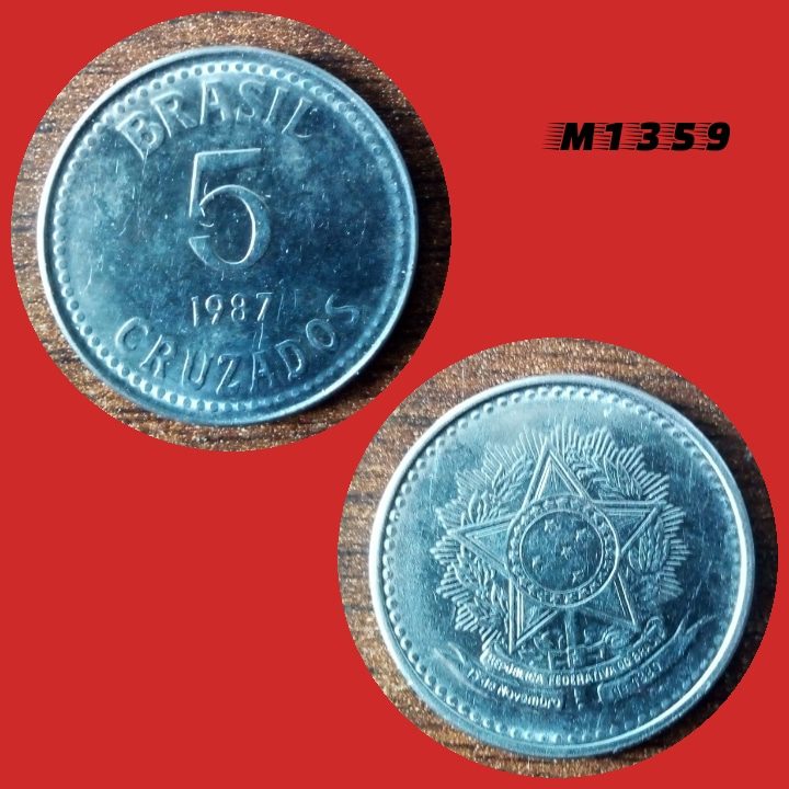 Moeda 5 Cruzados - Aço Inox - 5,2g - 25mm - 1987 - M1359