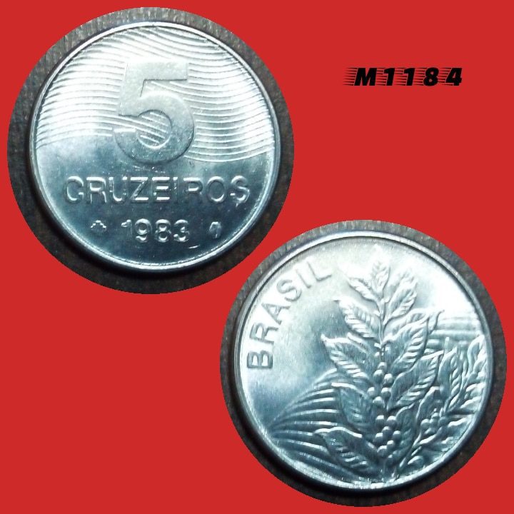 Moeda 5 cruzeiros - Aço Inox - 4,5g - 22mm - 1983 - M1184