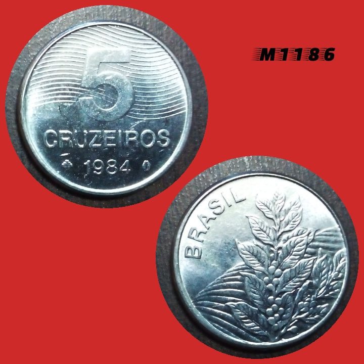 Moeda 5 cruzeiros - Aço Inox - 4,5g - 22mm - 1984 - M1186