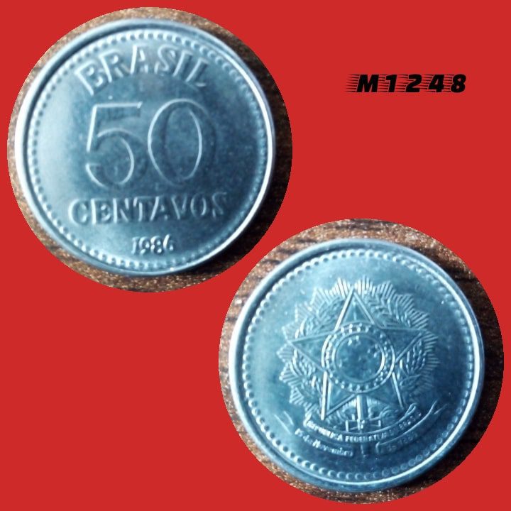 Moeda 50 centavos - Aço Inox - 3,6g - 21mm - 1986 - M1248