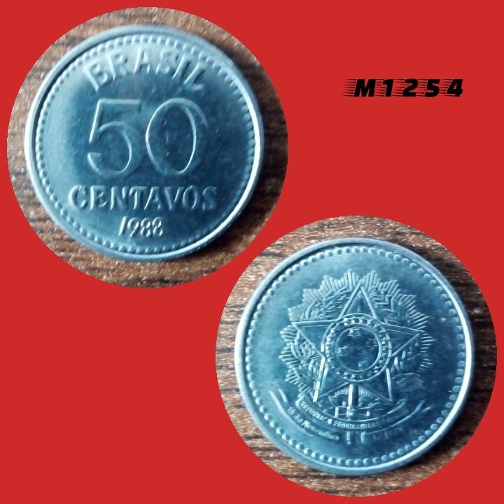 Moeda 50 centavos - Aço Inox - 3,6g - 21mm - 1988 - M1254