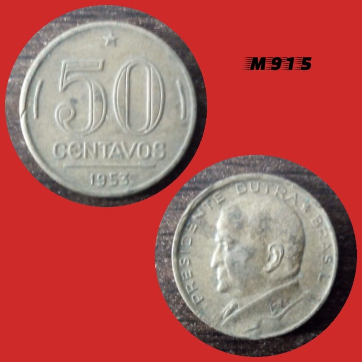 Moeda 50 centavos - Bronze-Alumínio - 5g - 21mm - 1953 - M915