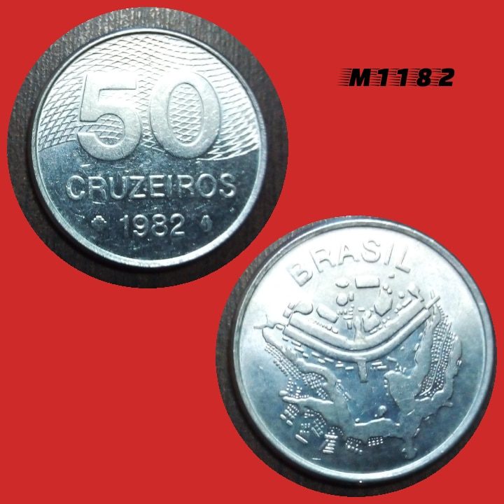 Moeda 50 cruzeiros - Aço Inox - 7,3g - 28mm - 1982 - M1182