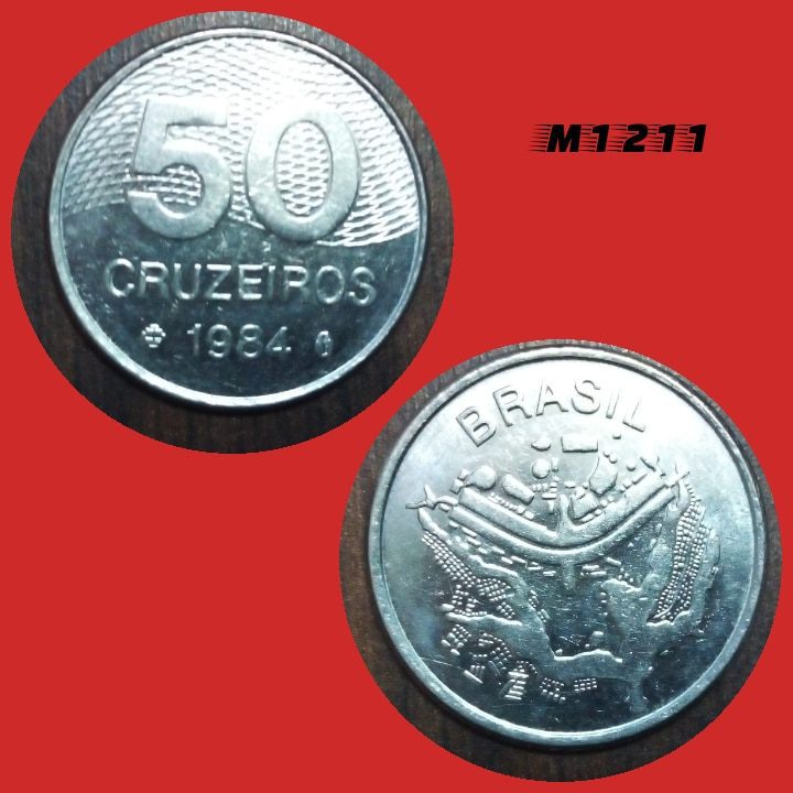 Moeda 50 cruzeiros - Aço Inox - 7,3g - 28mm - 1984 - M1211
