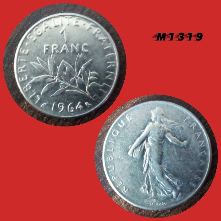 Moeda França - 1 franco - Níquel - 6g - 24mm - 1964 - M1319