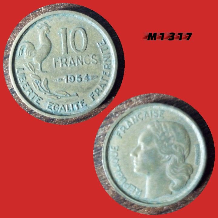 Moeda França - 10 francos - Bronze-Alumínio - 3g - 20mm - 1957 - M1317