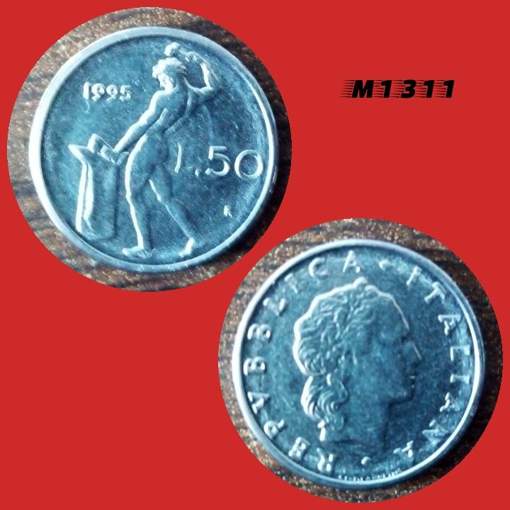 Moeda Itália - 50 liras - Aço Inox - 2,7g - 16,55mm - 1995 - M1311