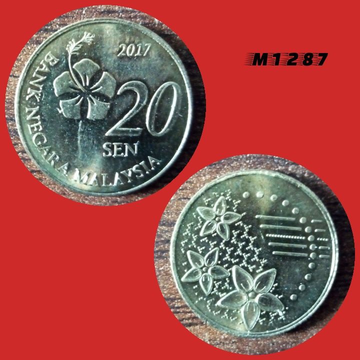 Moeda Malássia - 20 Sen - CuproNíquel - 4,18g - 20,6mm - 2017 - M1287