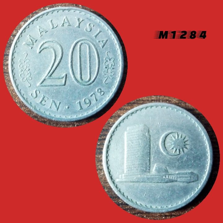 Moeda Malássia - 20 Sen - CuproNíquel - 5,69g - 23,4mm - 1978 - M1284