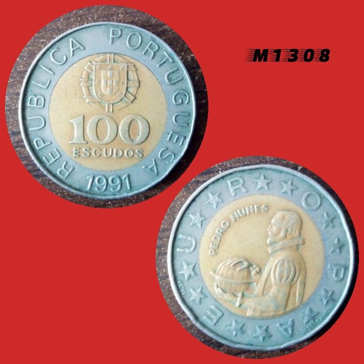 Moeda Portugal - 100 escudos - Bimetálica - 8,3g - 25,5mm - 1991 - M1308