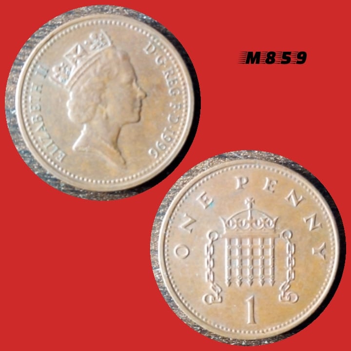 Moeda Reino Unido - 1 new penny - Aço revestido Cobre - 3,56g - 20,32mm - 1996 - M859