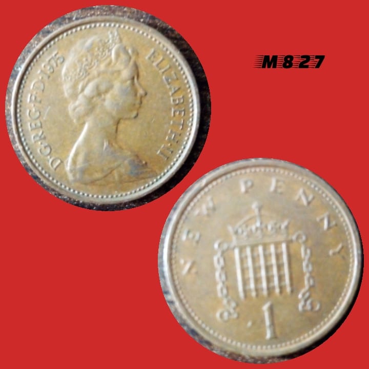 Moeda Reino Unido - 1 new penny - Bronze - 3,56g - 20,32mm - 1975 - M827