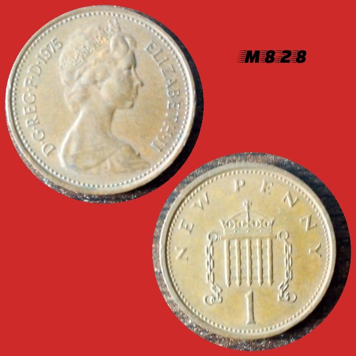 Moeda Reino Unido - 1 new penny - Bronze - 3,56g - 20,32mm - 1975 - M828