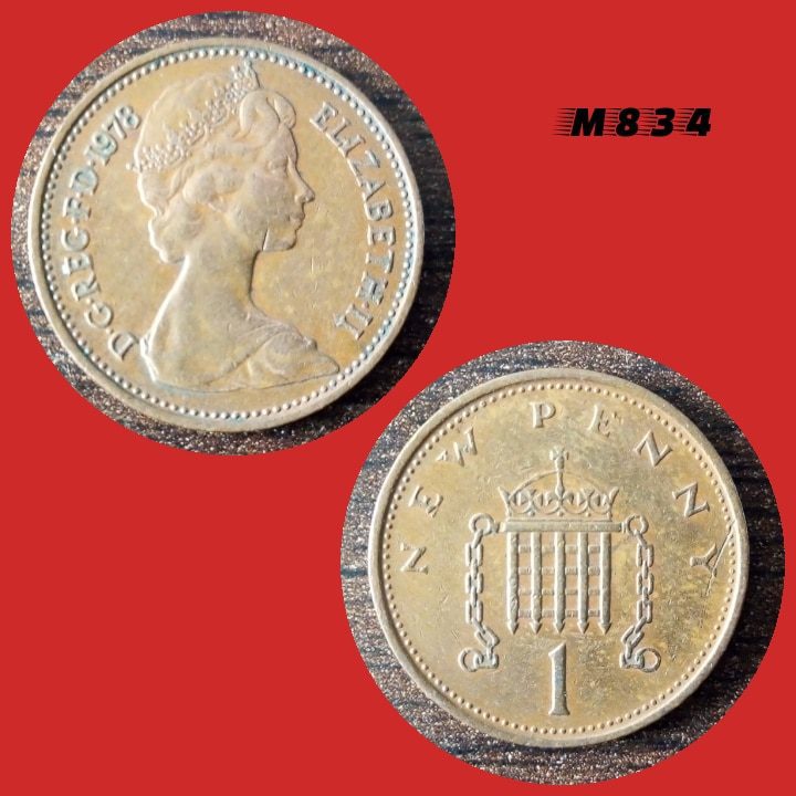 Moeda Reino Unido - 1 new penny - Bronze - 3,56g - 20,32mm - 1978 - M834