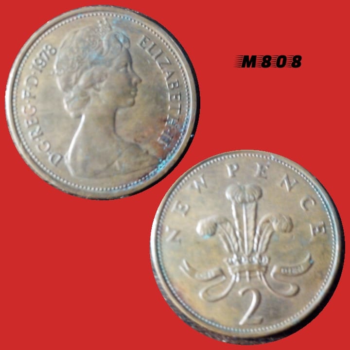 Moeda Reino Unido - 2 new penny - Bronze - 7,12g, 25,91mm - 1978- M808