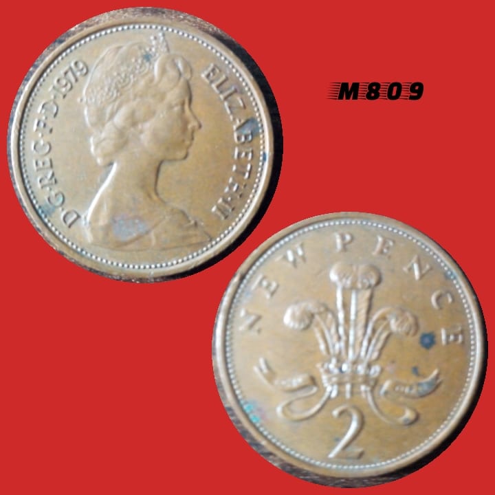 Moeda Reino Unido - 2 new penny - Bronze - 7,12g, 25,91mm - 1979 - M809