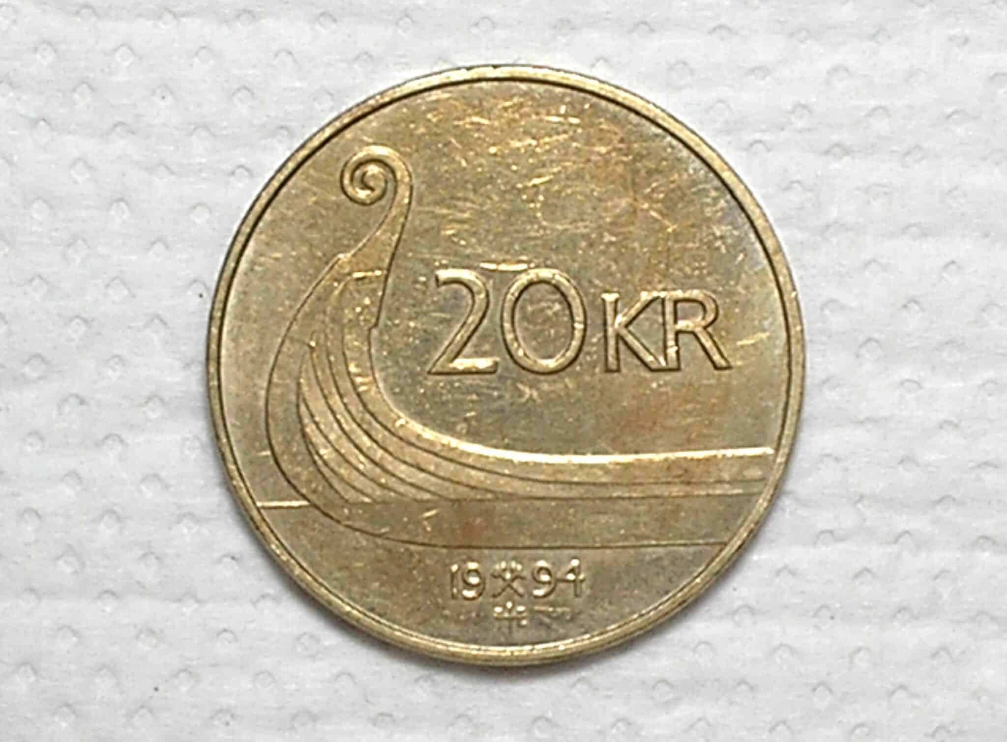 Noruega) 20 Kroner - 1994 / 26mm - 8,7g. / Co/Zn / box49