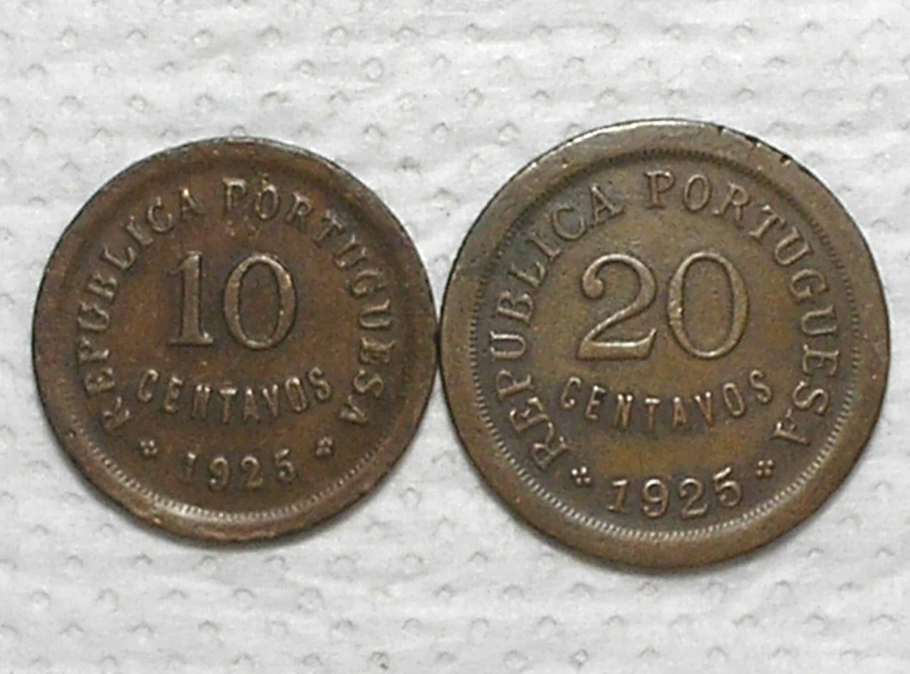 Portugal) 10 / 20 Centavos - 1925 / Bronze / box50.1