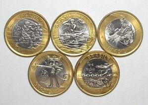 Série Olímpica = 1 Real 2016 Mascote Tom / Natação Paralimpica / Boxe / Paracanoagem / Judô / Bimetal - Flor de cunho