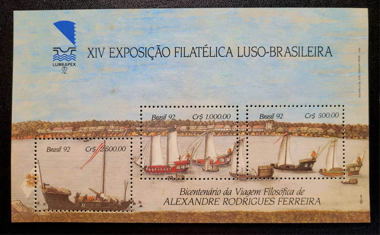 Bloco Comemorativo RHM B092 Novo Lubrapex 92 XIV Exposicao Filatelica Luso Brasileira 1 Casa do Colecionador