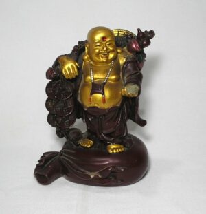 Buda da Sorte na fortuna na cor amarelo ouro - carrega dinheiro e moedas
