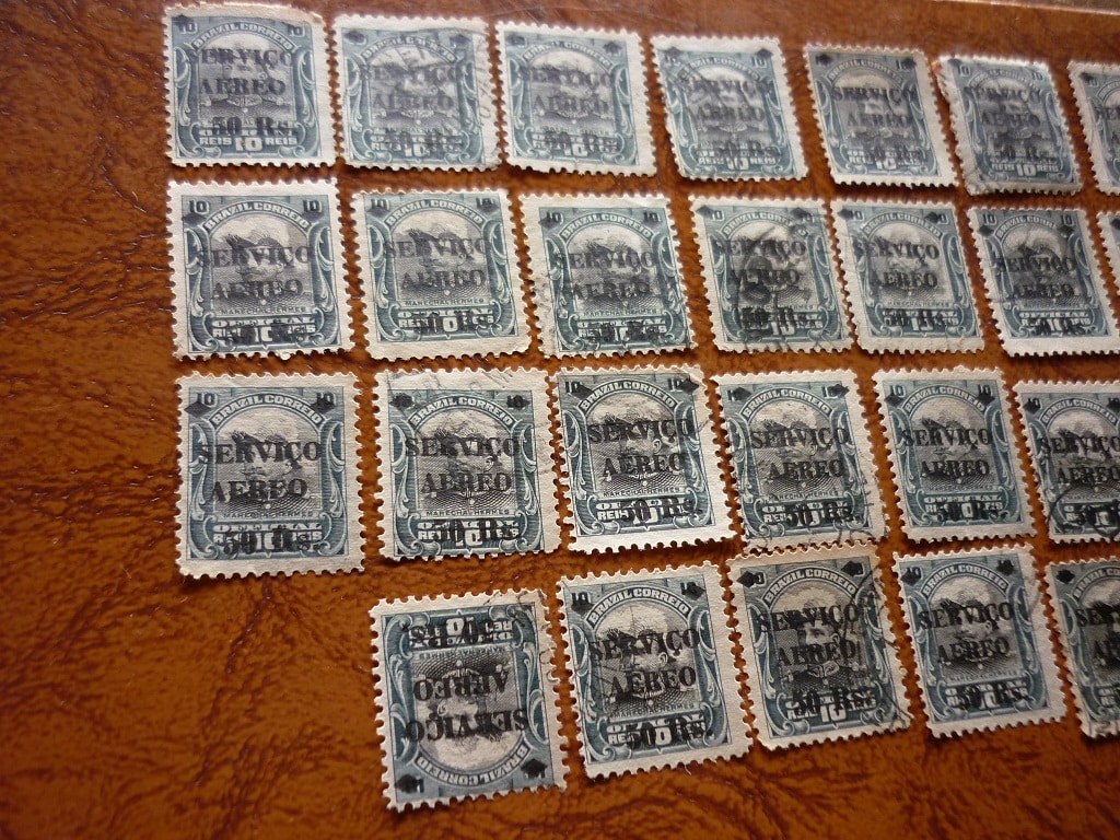 lote de selos carimbo aereo 001 Casa do Colecionador