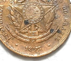 20 Réis - 1893 / Variante: Data Embolada entre 93 / Bronze / box52