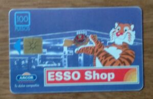 244q cartão telefone Argentina Telecom 1995. Esso shop Ultron Arcor.