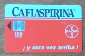 244q cartão telefone Argentina Telecom 1997. Cafiaspirina Bayer y outra vez arriba.