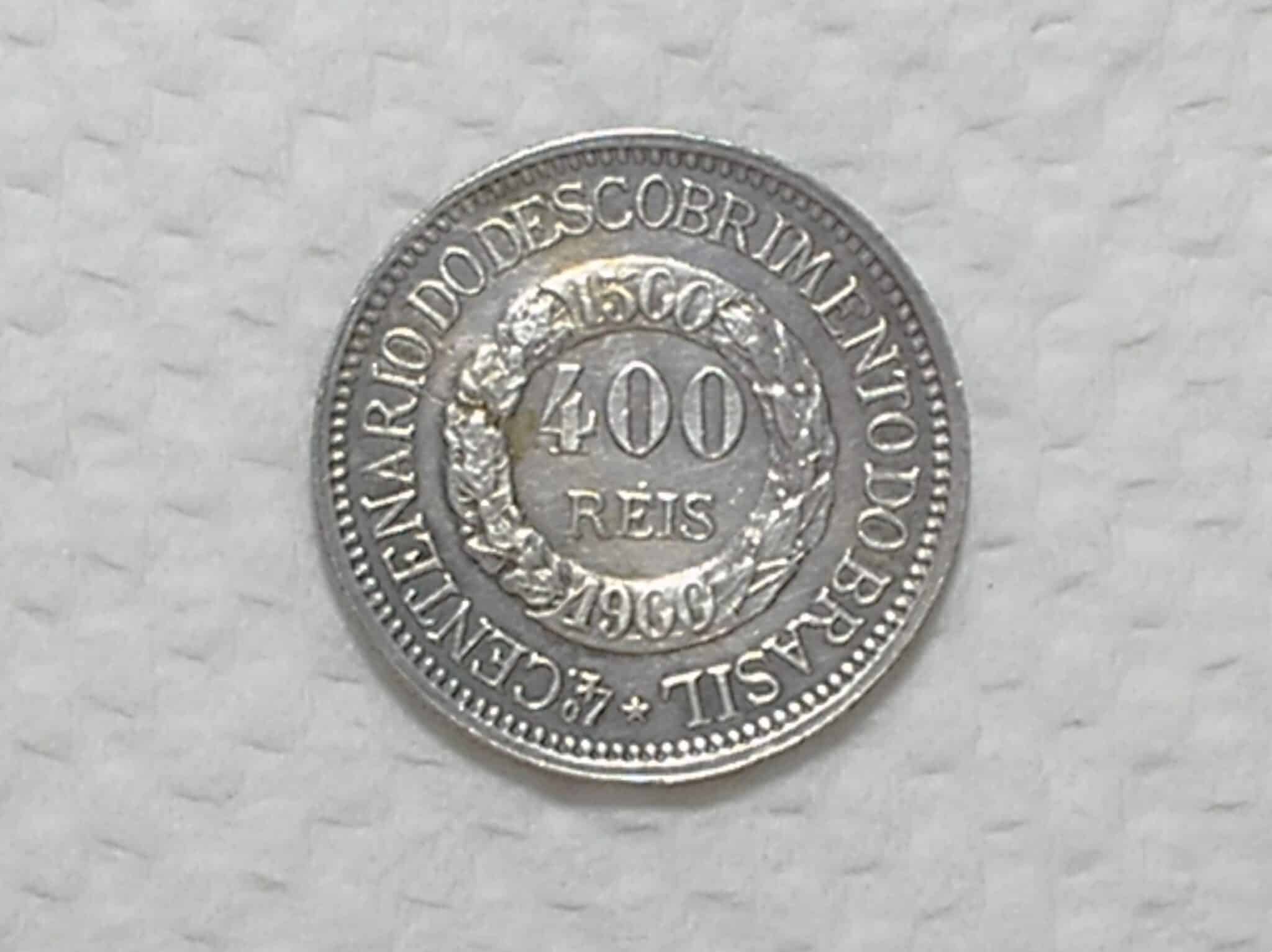 400 Reis 1900 Da Serie Do 4o Centenario Do Descobrimento Do Brasil Prata 917 Flor De Cunho 2
