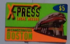 Cartão telefone Recarga Boston X press. Trem $5.