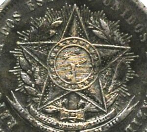 Cruzeiro com 9 Estrelas) 20 Réis - 1889 / Bronze / Raro / Não classificada em catálogos / box52